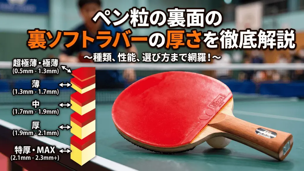 ペン粒の裏面の裏ソフトラバーの厚さを徹底解説