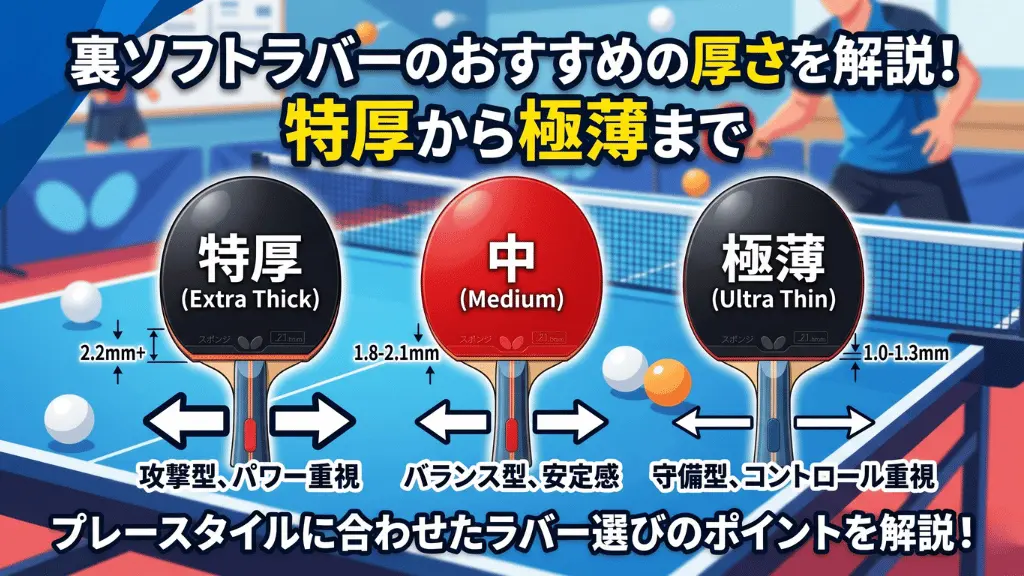 裏ソフトラバーのおすすめの厚さを解説!特厚から極薄まで
