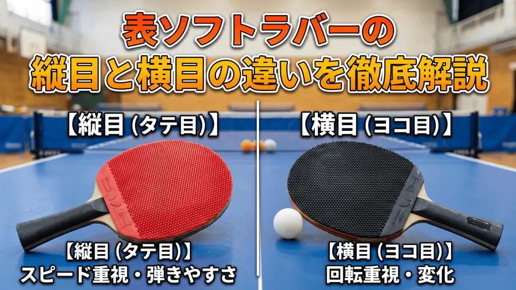 表ソフトラバーの縦目と横目の違いを徹底解説