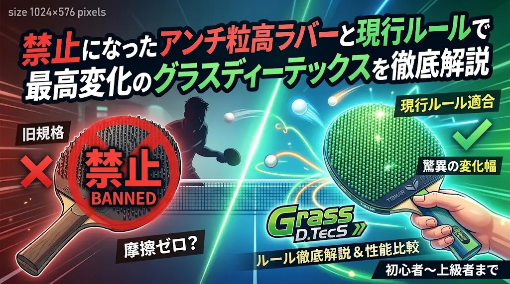 禁止になったアンチ粒高ラバーと現行ルールで最高変化のグラスディーテックスを徹底解説!