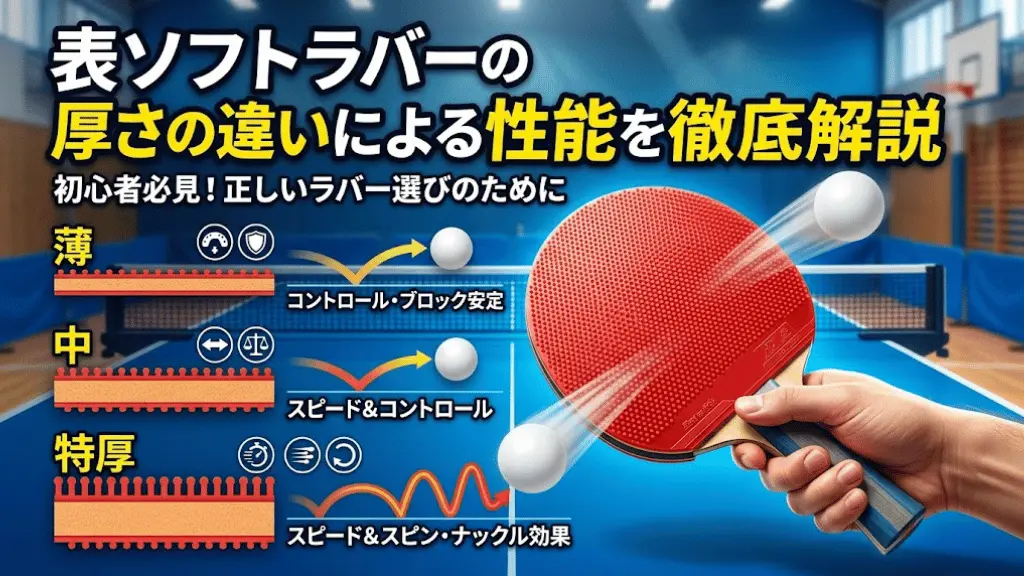 表ソフトラバーの厚さの違いによる性能を徹底解説！