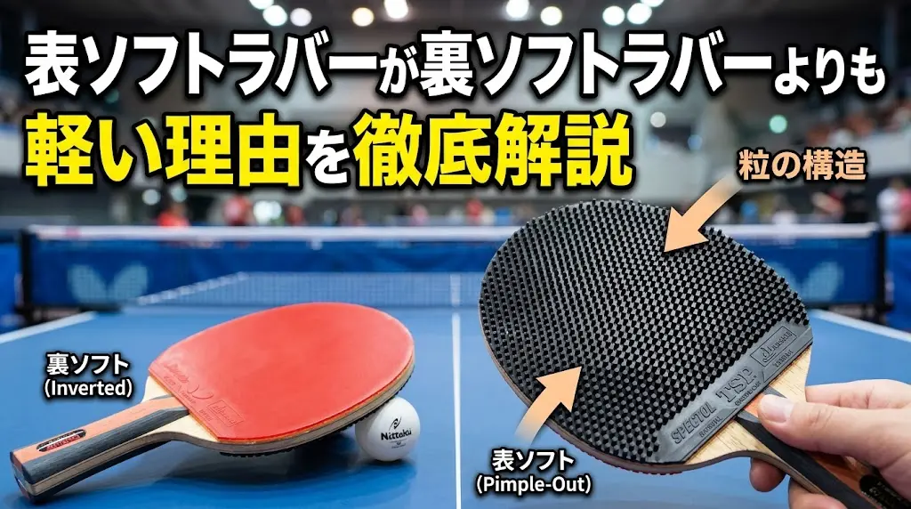 表ソフトラバーが裏ソフトラバーよりも軽い理由を徹底解説！
