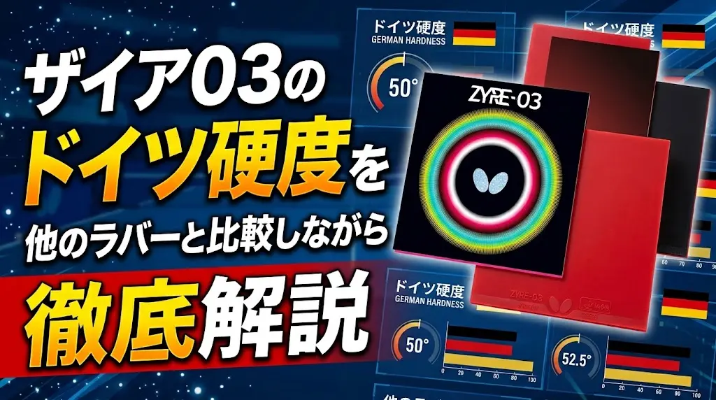 ザイア03のドイツ硬度を他のラバーと比較しながら徹底解説！